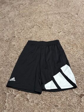 adidas Black Athletic Shorts with White Accent Panels